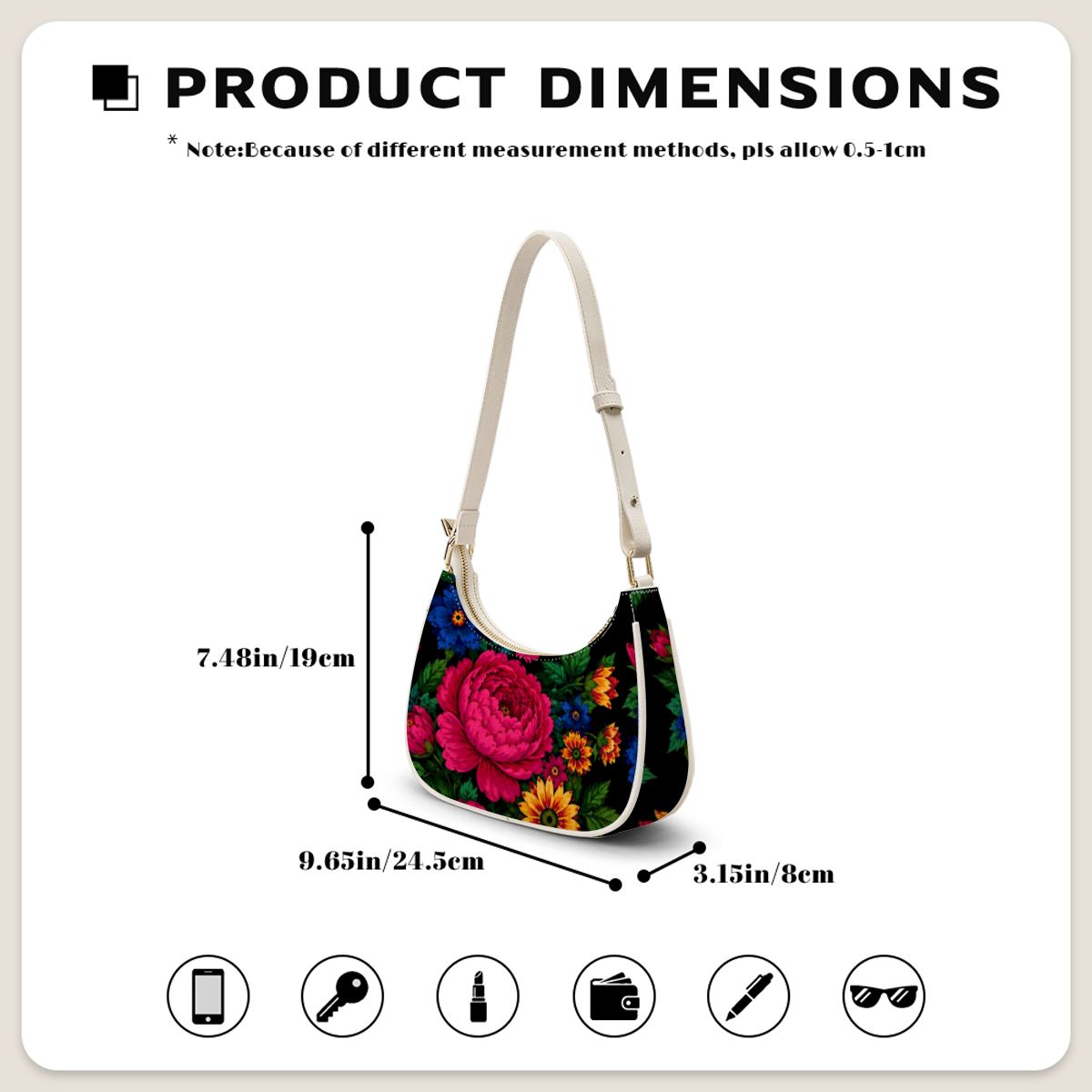 Midnight Kokum Floral Crescent Shoulder Bag