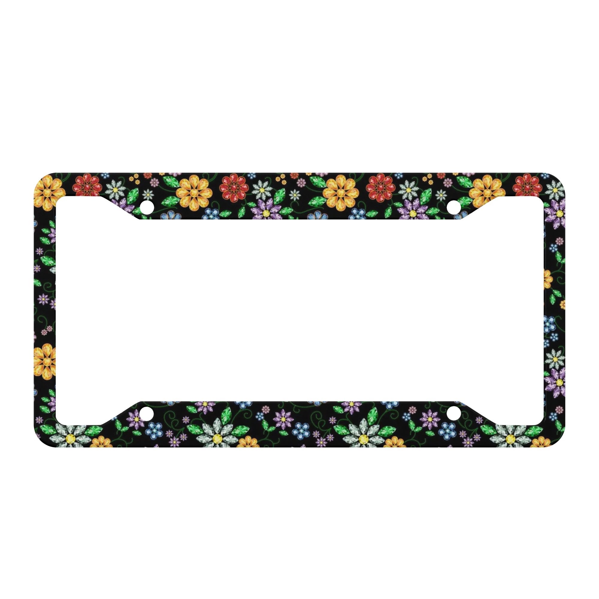 Qianyu 2-Pack Cherry Blossom License Plate Frames - Aluminum Alloy Floral Decoration, 12.4x6.3 Inch, With Screws