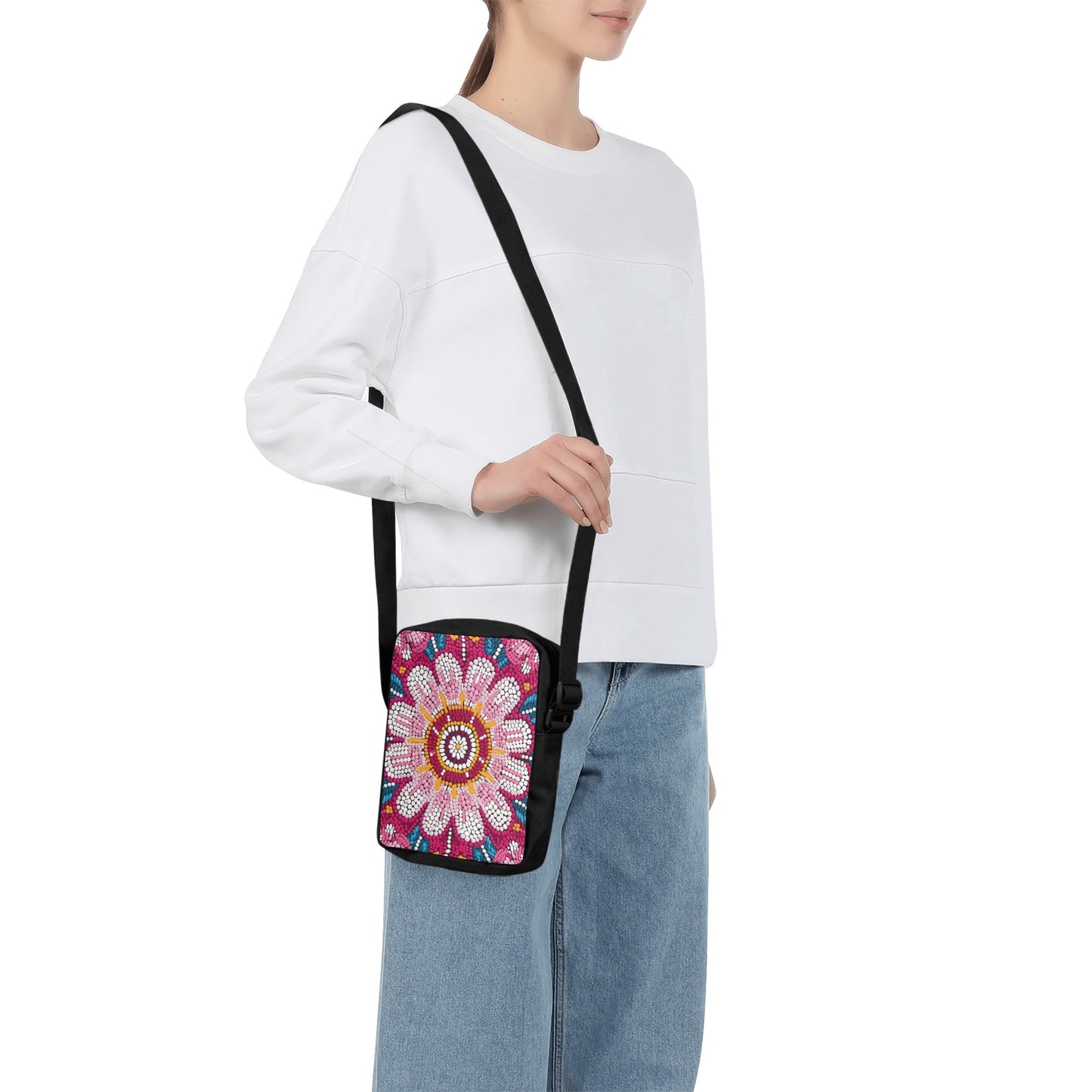 5-20 Pack Beaded Flower Crossbody Bags