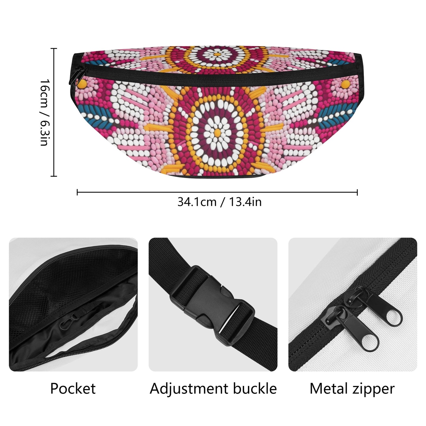Beaded Flower Print Fanny Pack