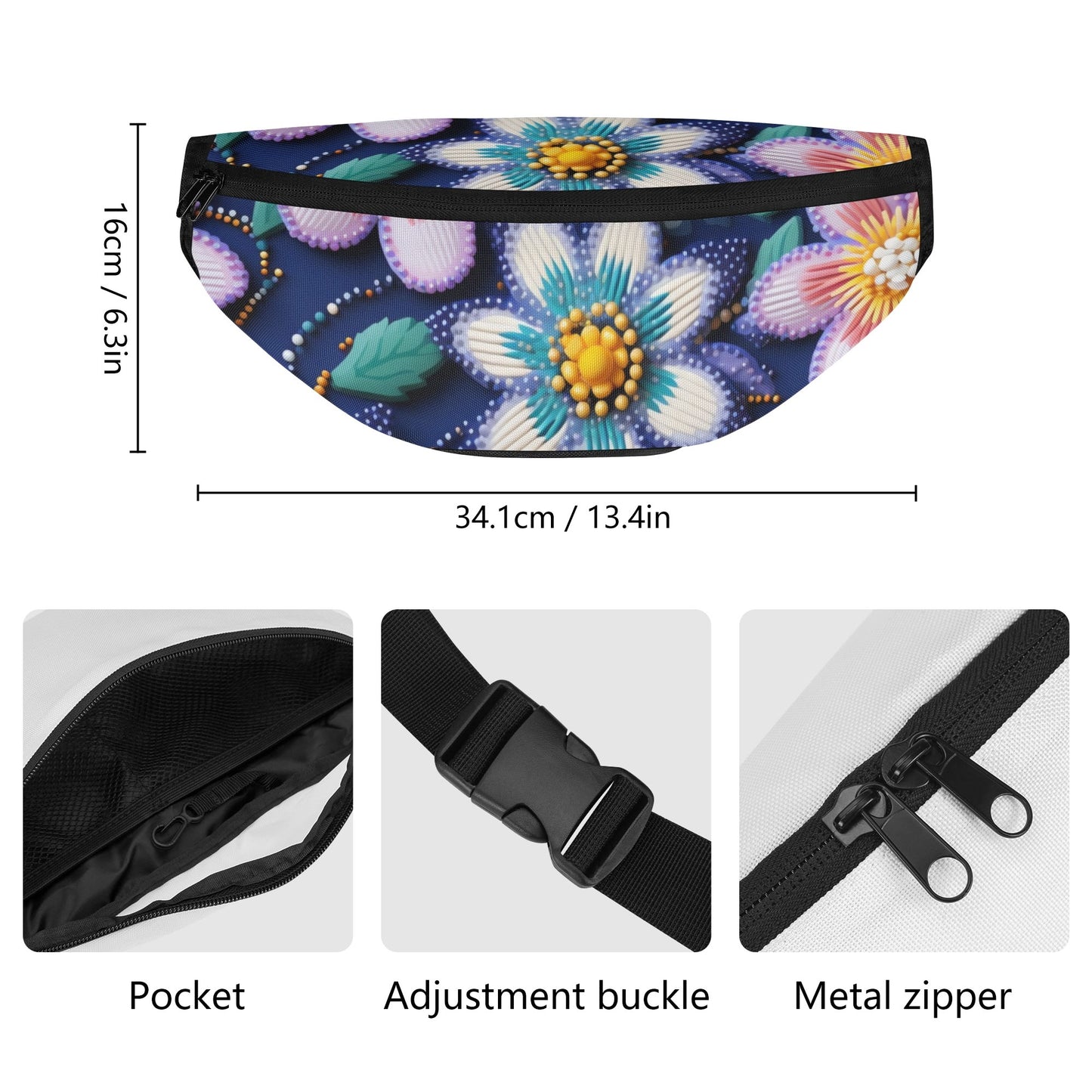 Spring Beaded Print Fanny Pack