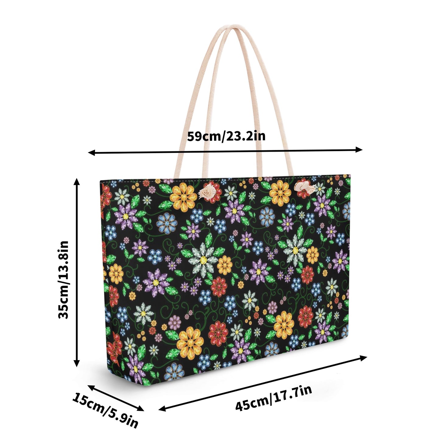 Métis Inspired Floral Beaded Weekender Tote Bag