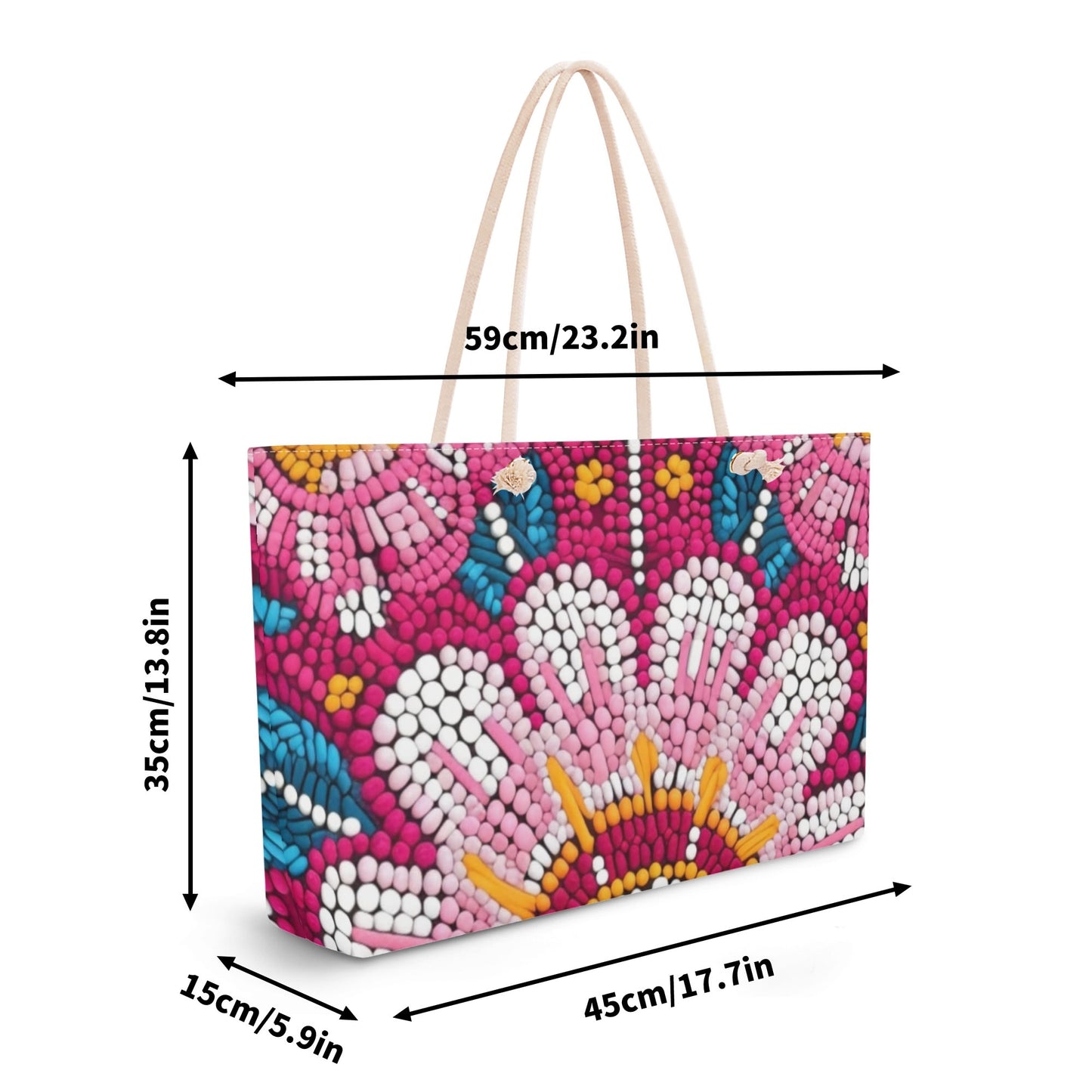Beaded Flower Weekender Tote Bag