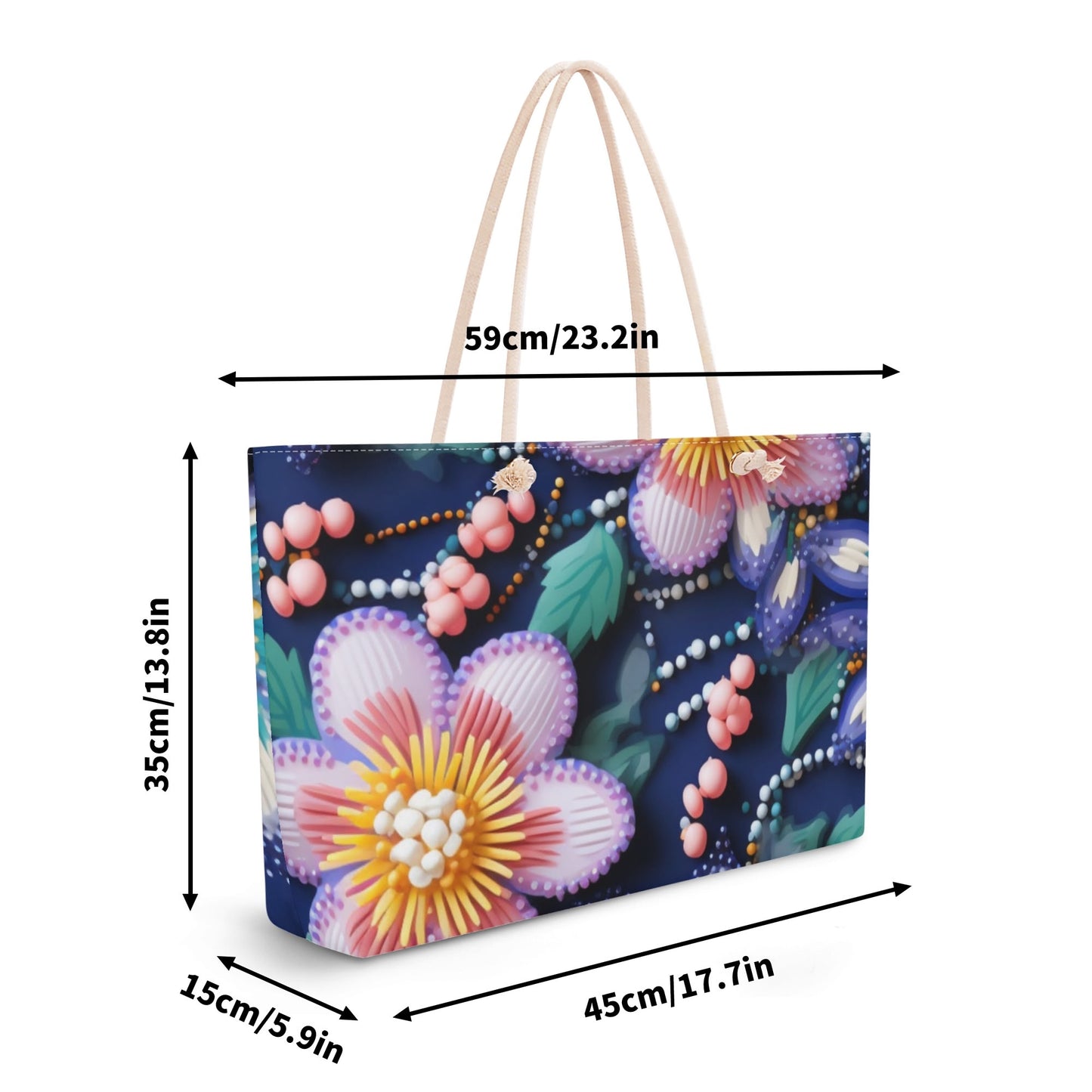 Spring Flower Beaded Weekender Tote Bag