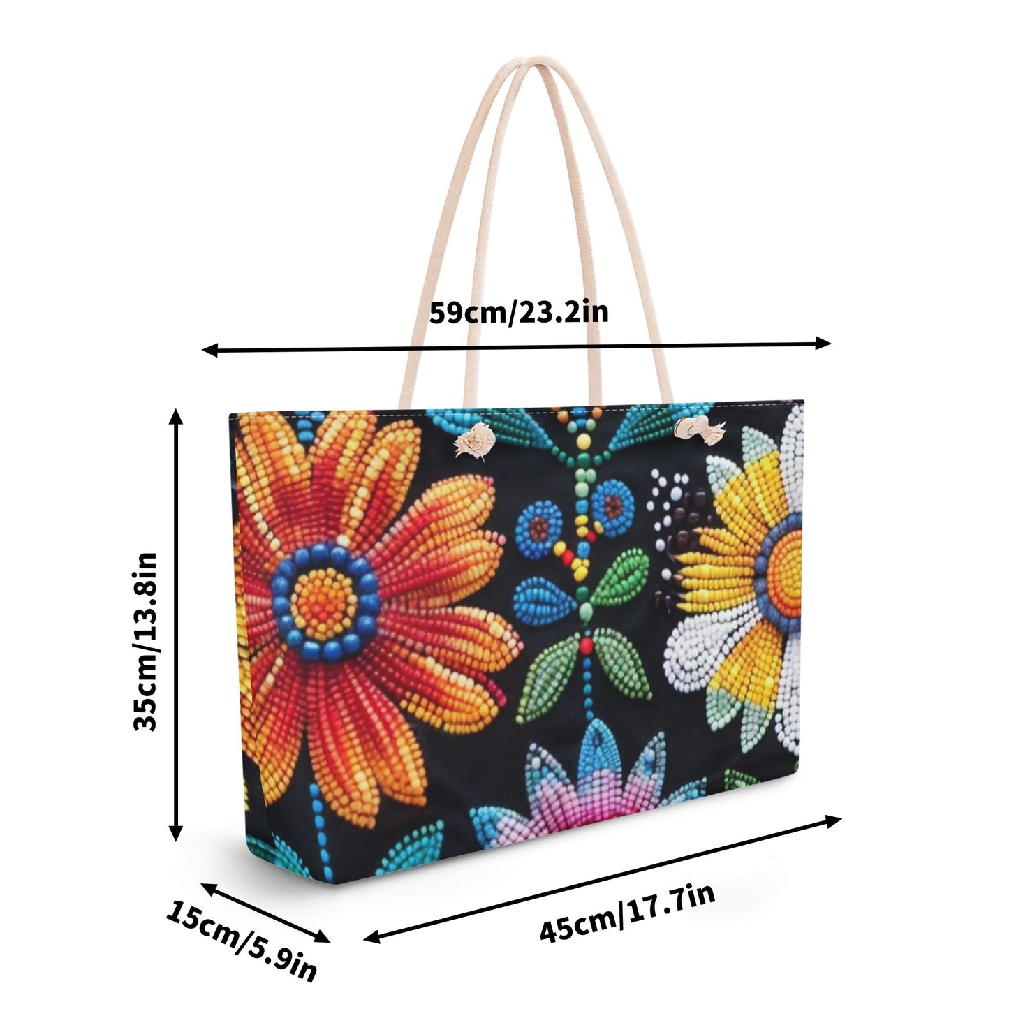 Summer Flower Beaded Weekender Tote Bag