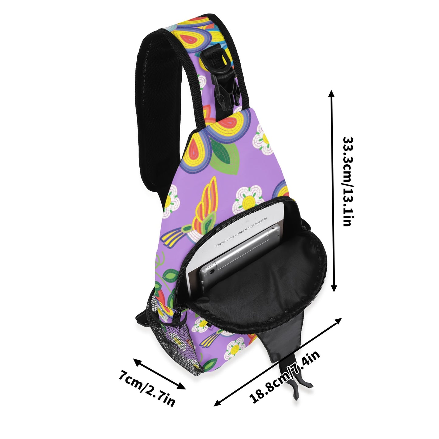 Métis Lavender Floral Beaded Crossbody Chest Bag