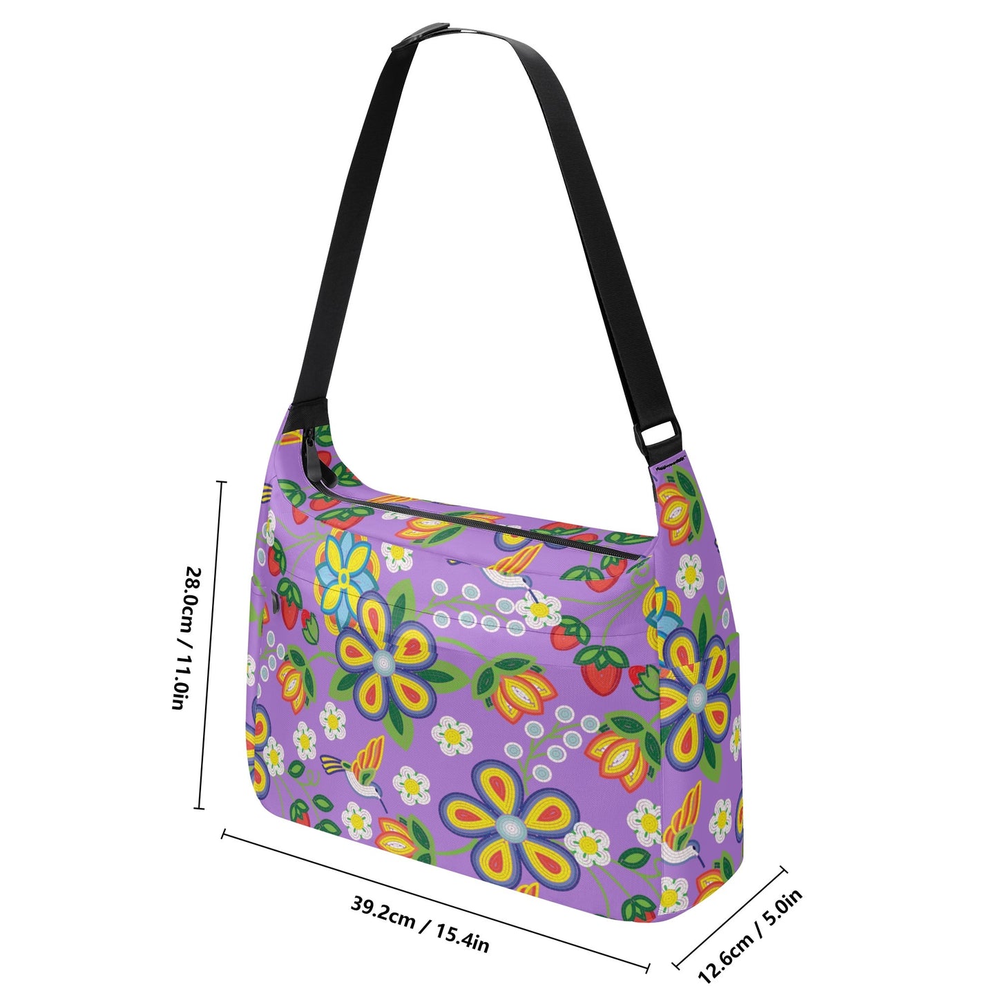 Métis Lavender Floral Beaded Messenger Bag