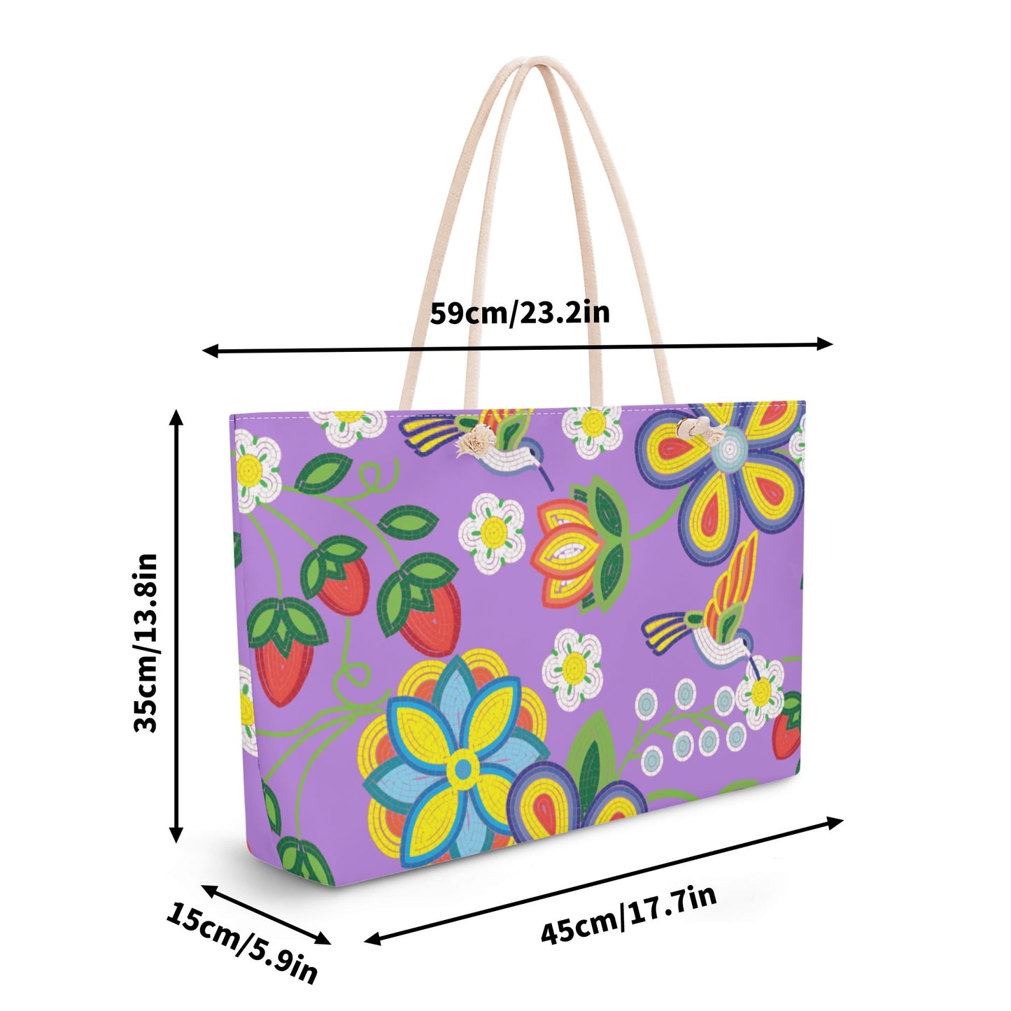 Métis Lavender Floral Beaded Weekender Tote Bag