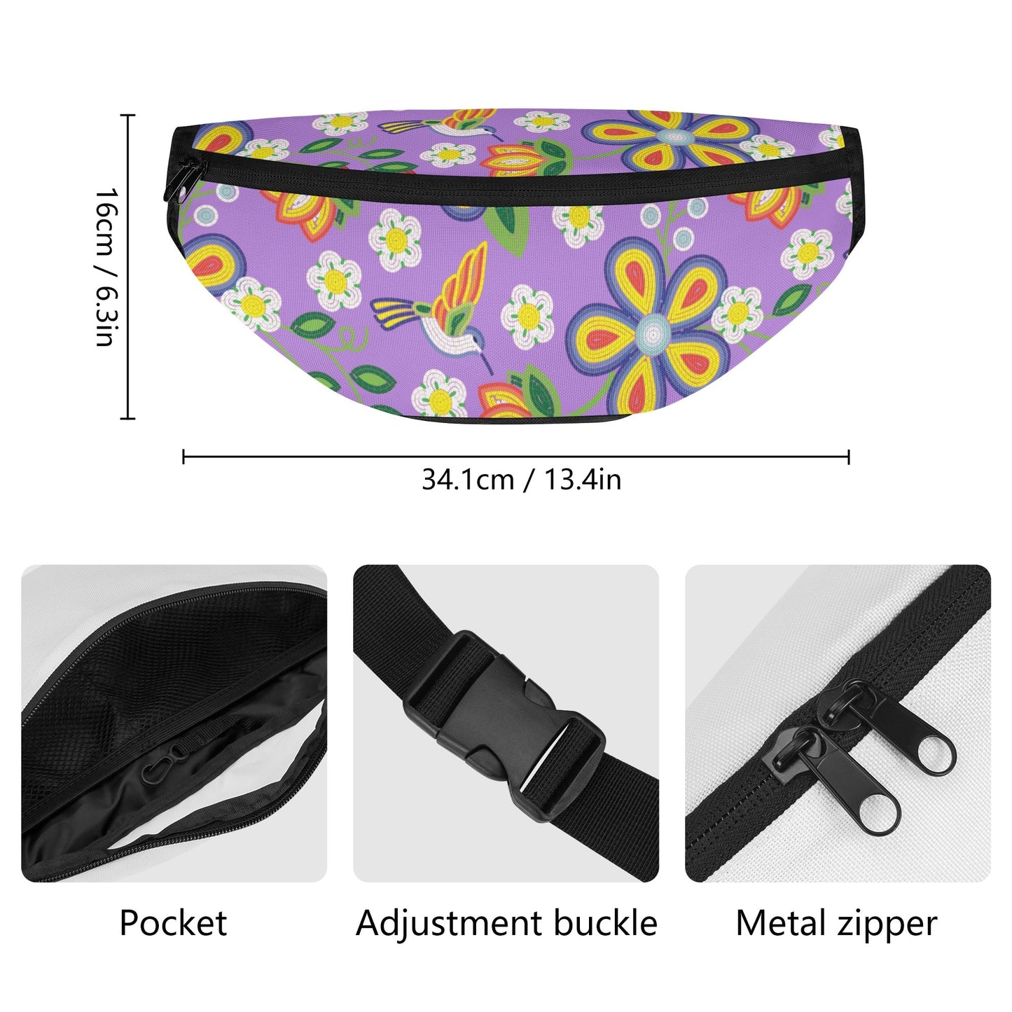 Métis Lavender Floral Beaded Fanny Pack