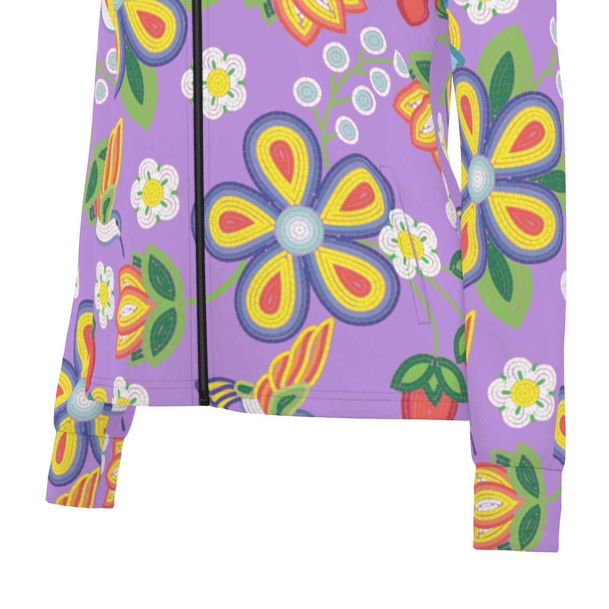 Métis Lavender Floral Beaded Thumbhole Light Jacket