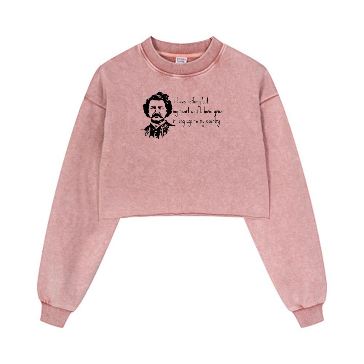 Louis Riel Quote Cropped Distressed Sweatshirt