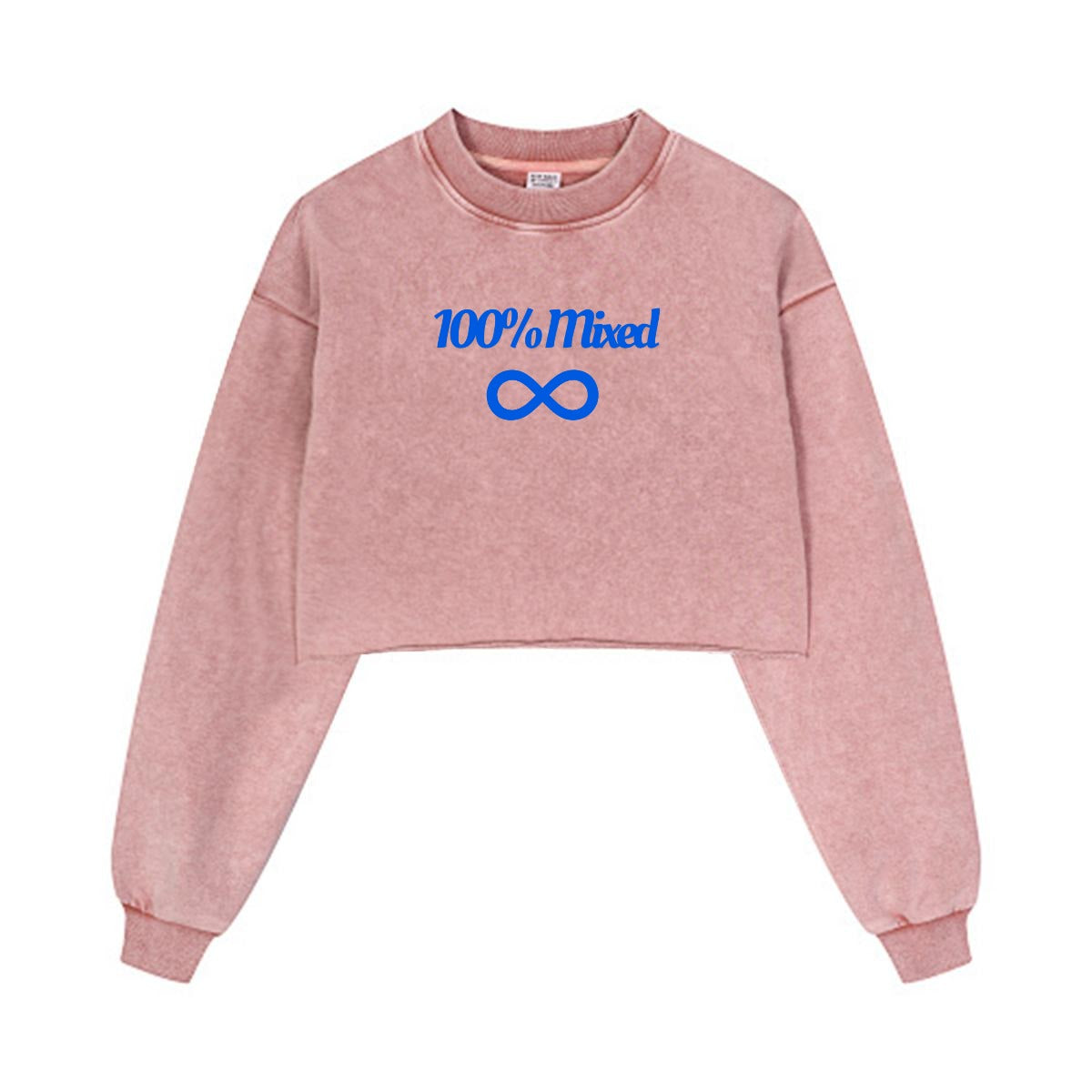 100% Mixed Infinity Cropped Distressed Sweatshirt