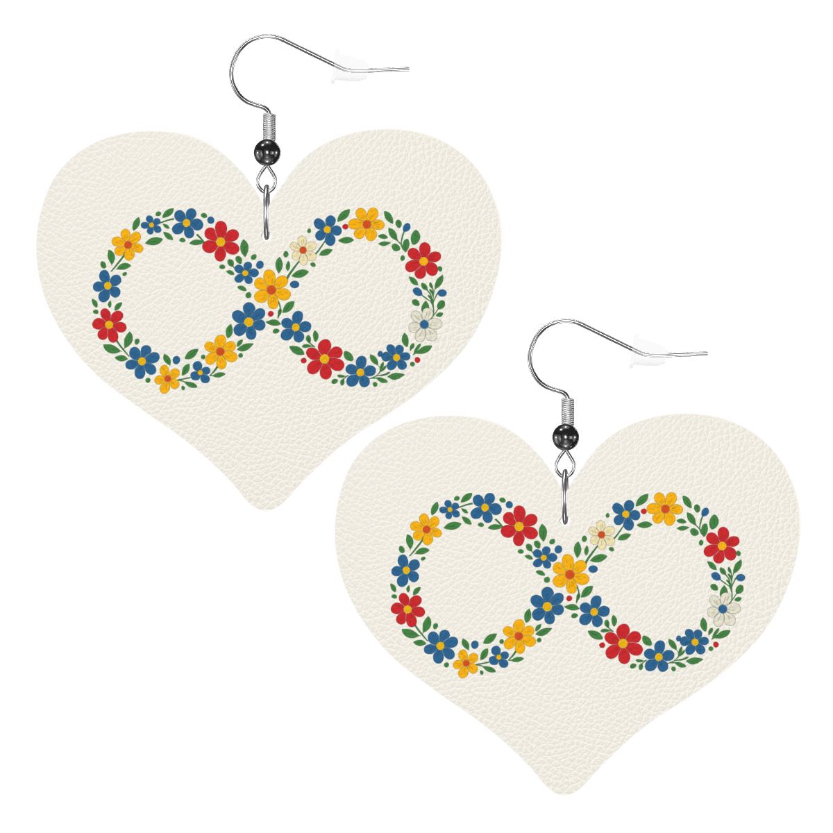 Métis Floral Infinity Heart Leather Earrings