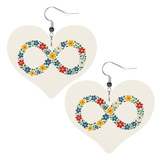 Métis Floral Infinity Heart Leather Earrings