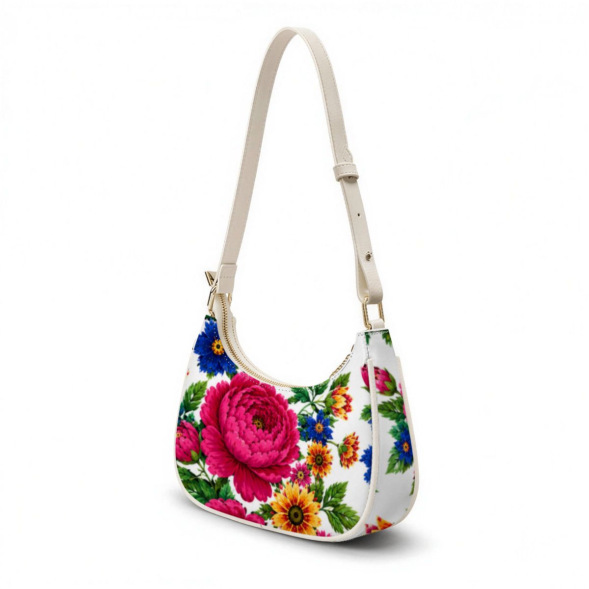Snow Kokum Floral Crescent Shoulder Bag