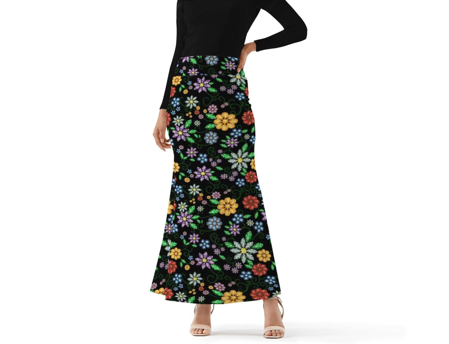 Women's Métis Inspired Floral Long Skirt