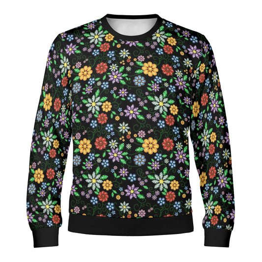 Unisex Métis Inspired Floral Beaded Crewneck Pullover Sweatshirt