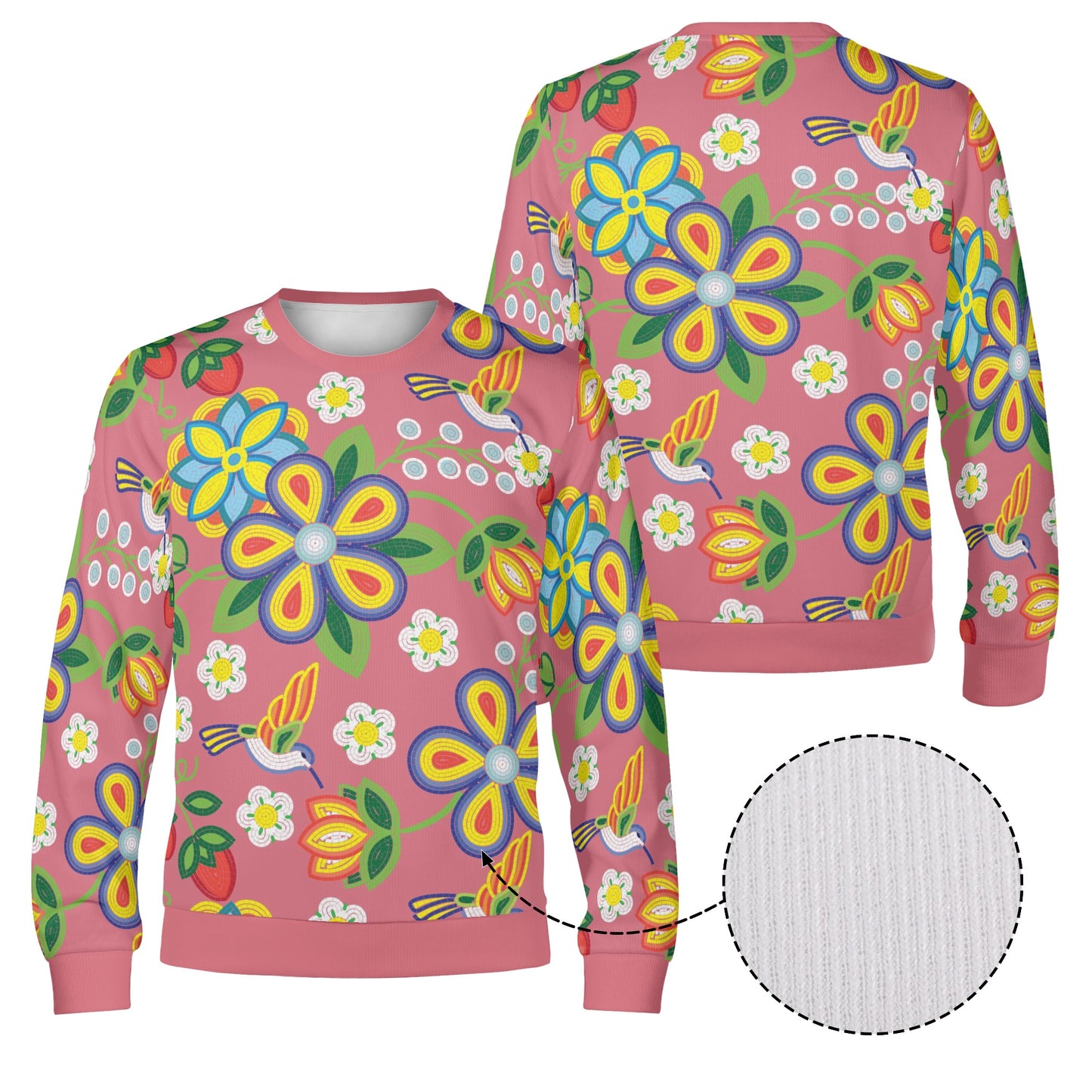 Unisex Métis Floral Beaded Crewneck Pullover Sweatshirt