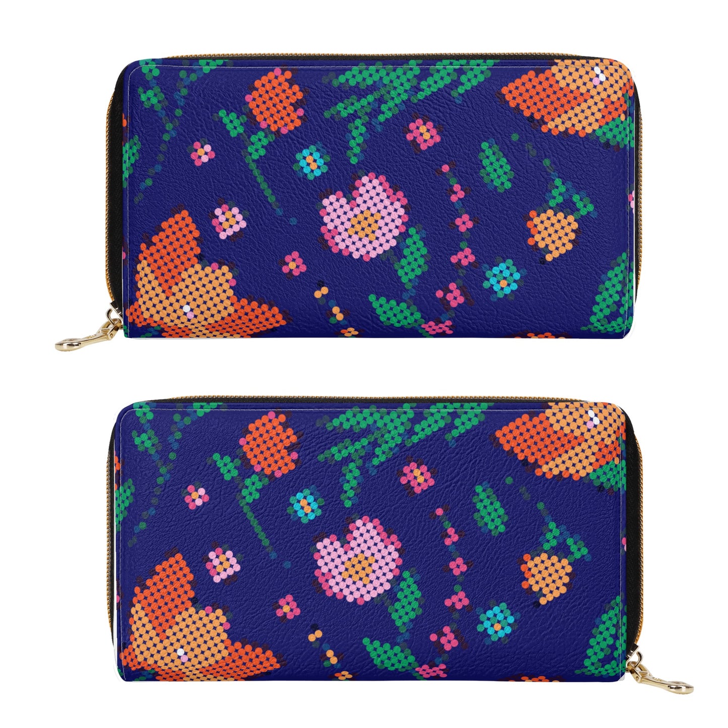 Métis Digital Dotted Floral PU Zipper Wallet