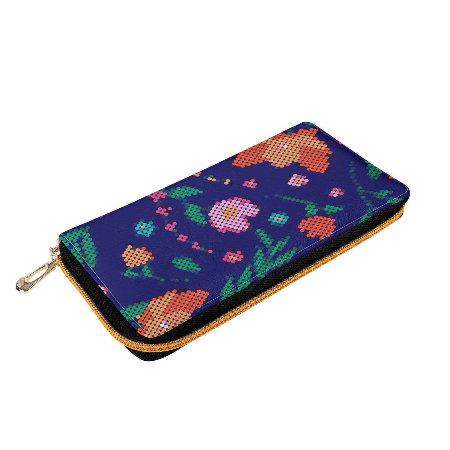 Métis Digital Dotted Floral PU Zipper Wallet