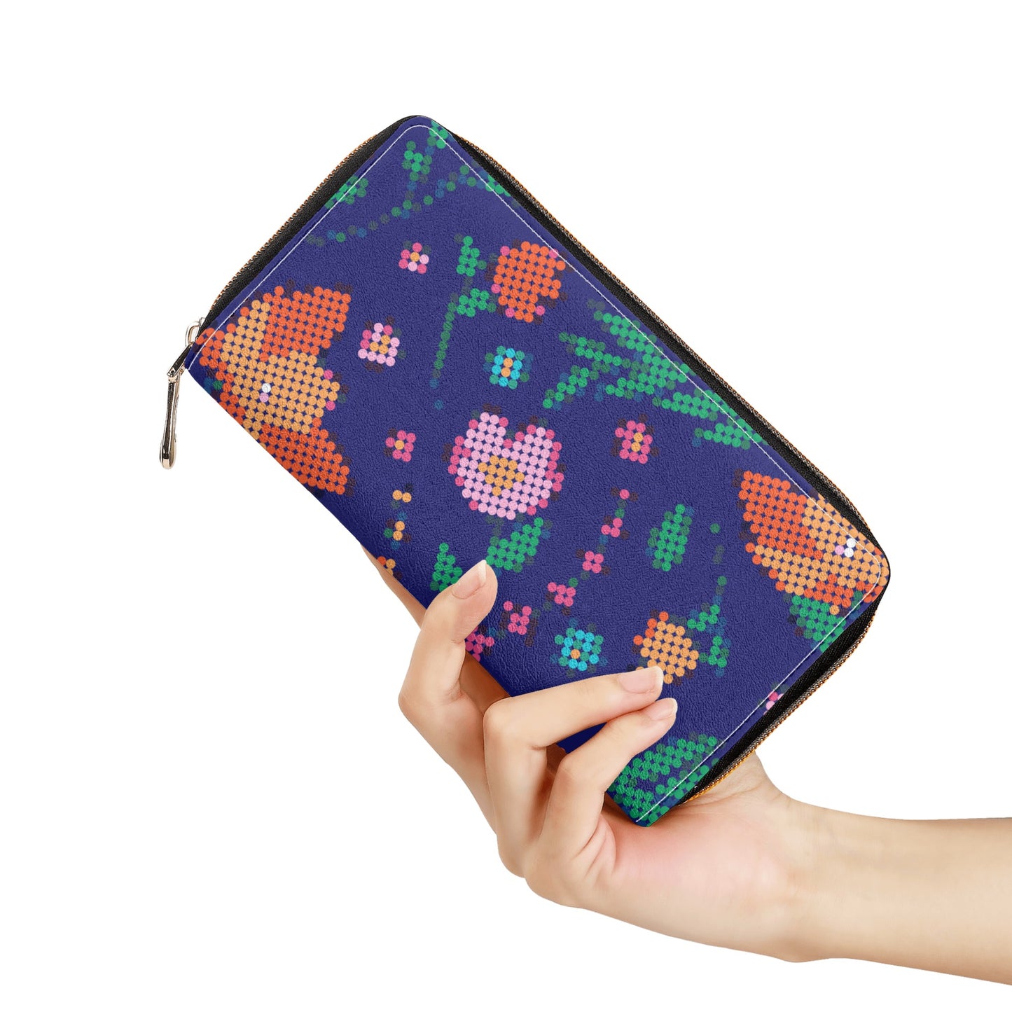 Métis Digital Dotted Floral PU Zipper Wallet