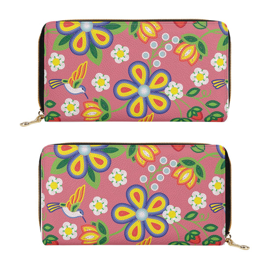 Métis Floral Beaded PU Zipper Wallet