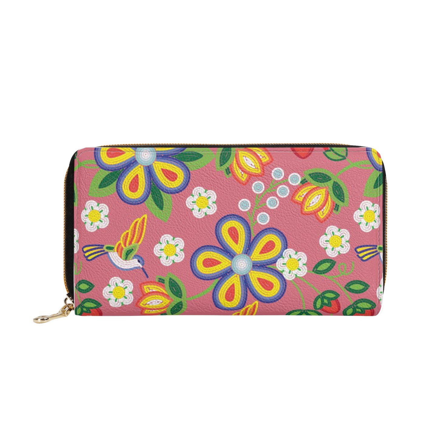 Métis Floral Beaded PU Zipper Wallet