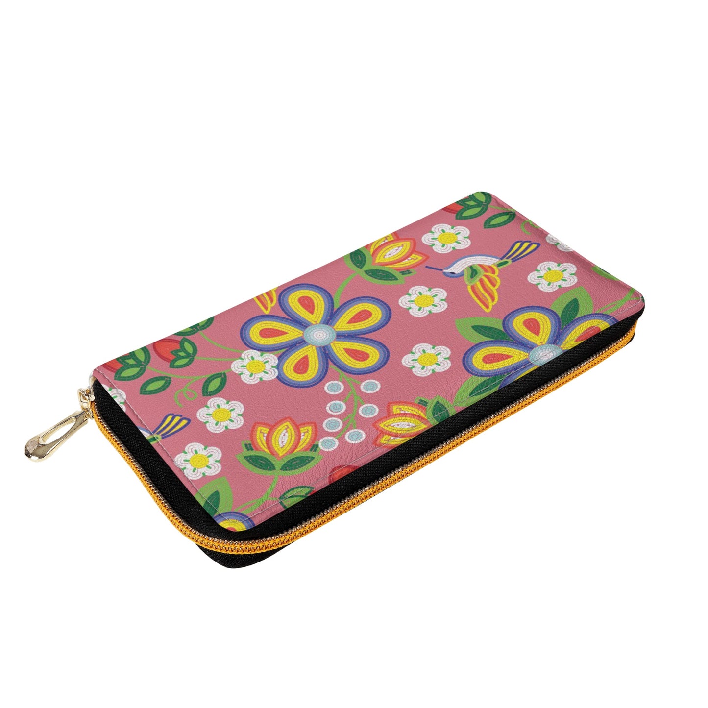 Métis Floral Beaded PU Zipper Wallet