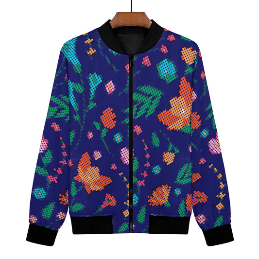 Women's Métis Digital Dotted Floral Zip Up Lightweight Bomber Jacket