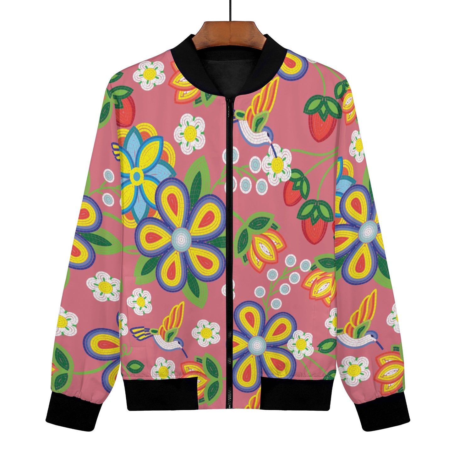 Women's Métis Floral Beaded Zip Up Lightweight Bomber Jacket