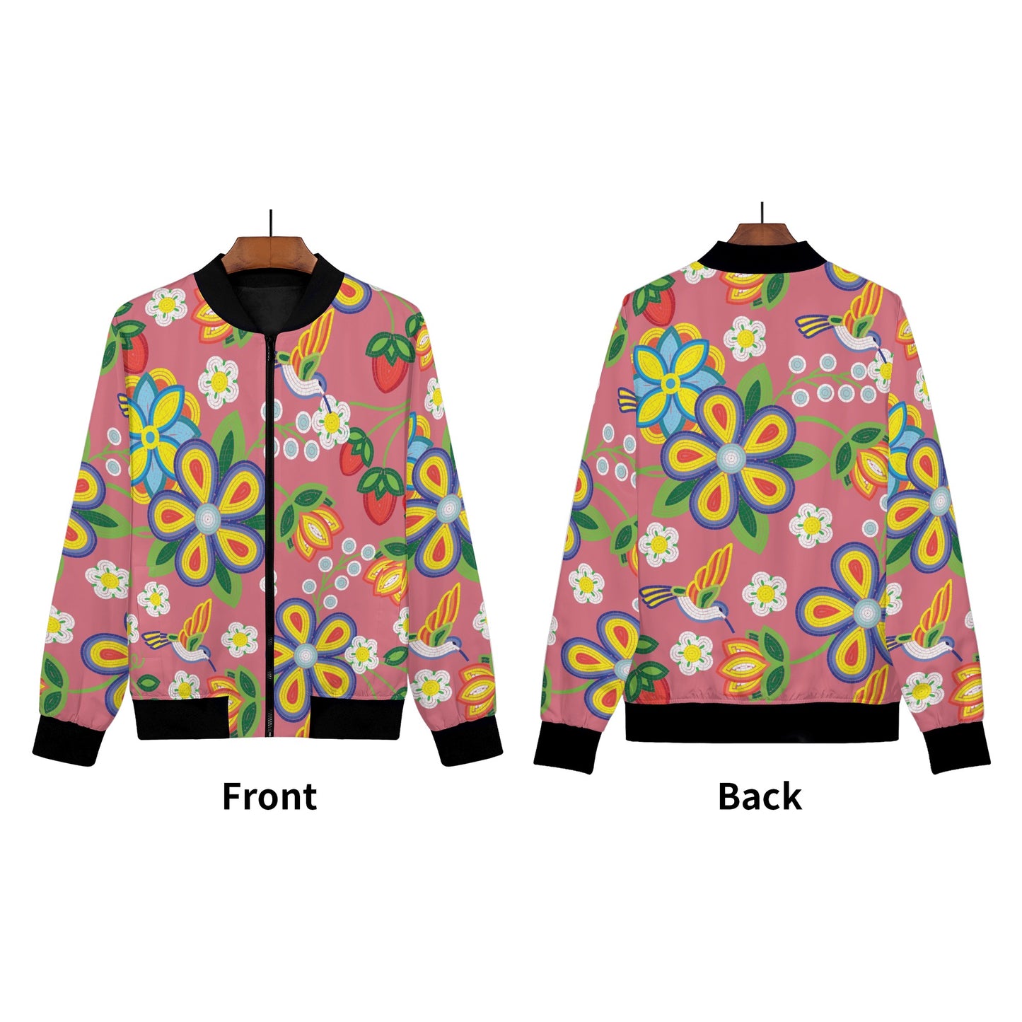 Women's Métis Floral Beaded Zip Up Lightweight Bomber Jacket