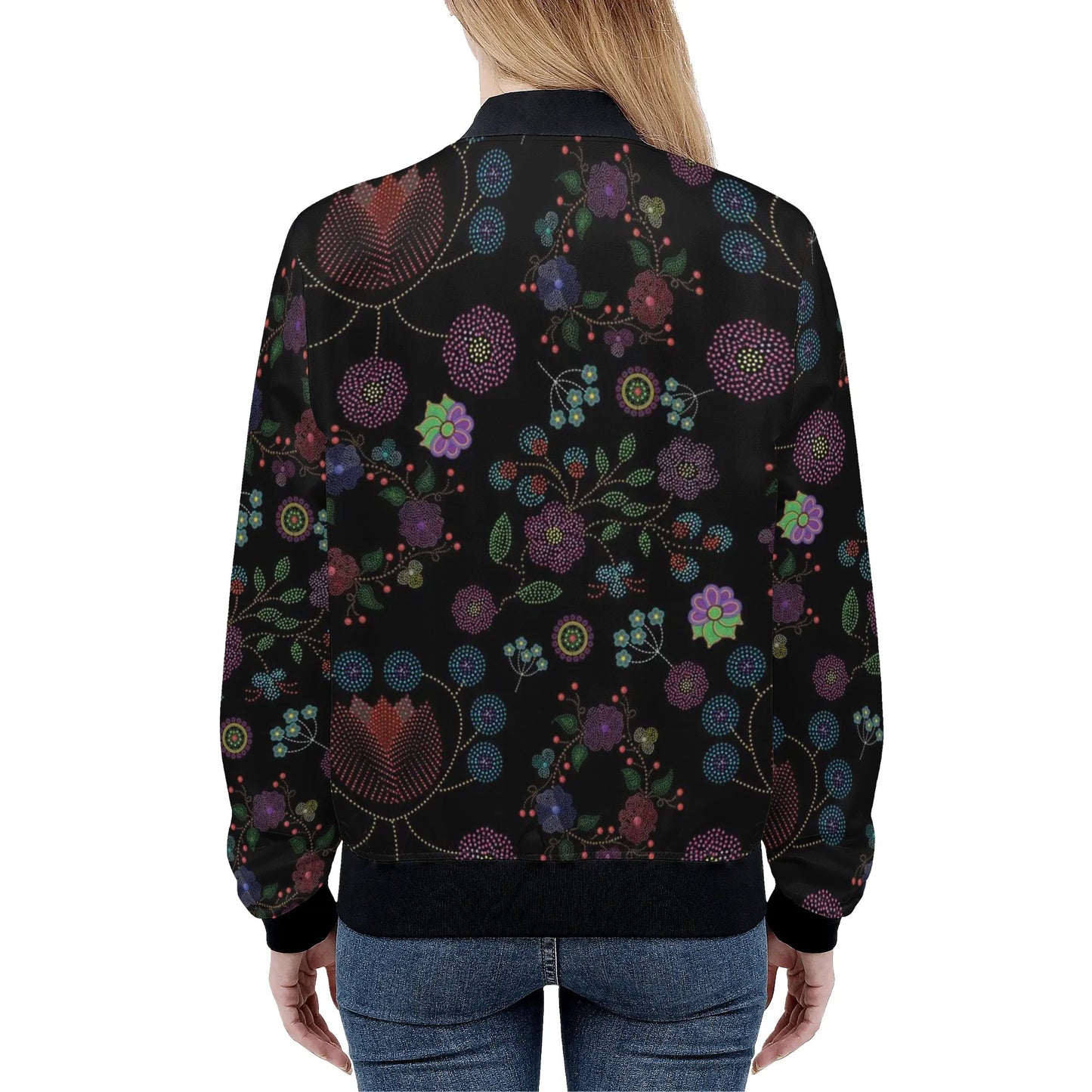 Women's Métis Floral Dotted Zip Up Lightweight Bomber Jacket