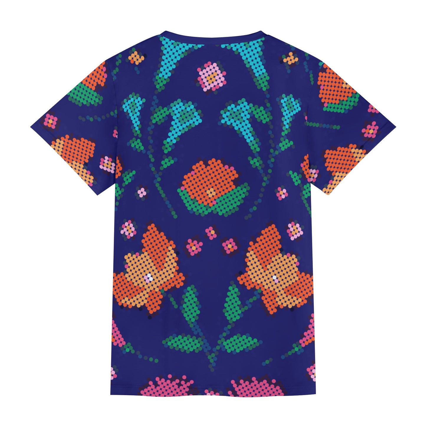 Unisex Métis Digital Floral Beaded Short Sleeve T-shirt