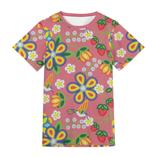 Unisex Métis Floral Beaded Short Sleeve T-shirt