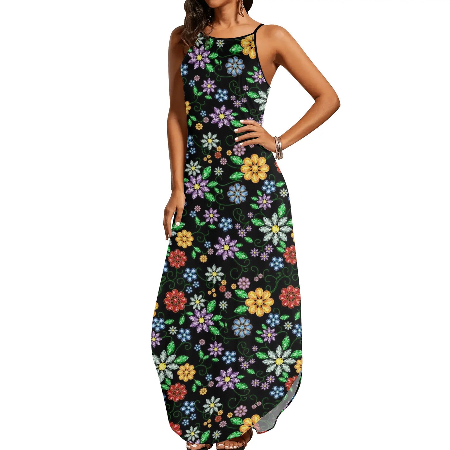 Women's Métis Inspired Floral Sleeveless Maxi Dress