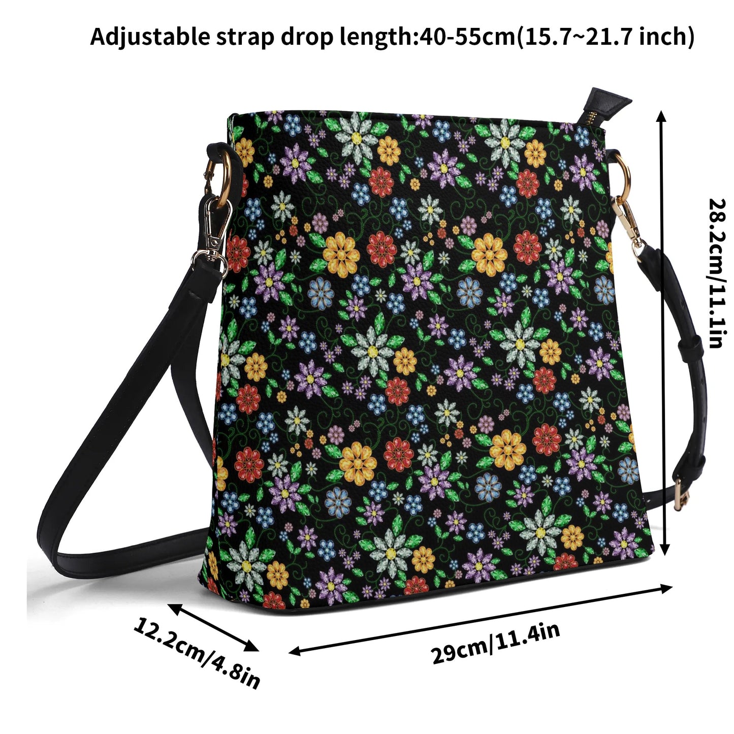 Métis Inspired Floral Beaded Bucket Bag