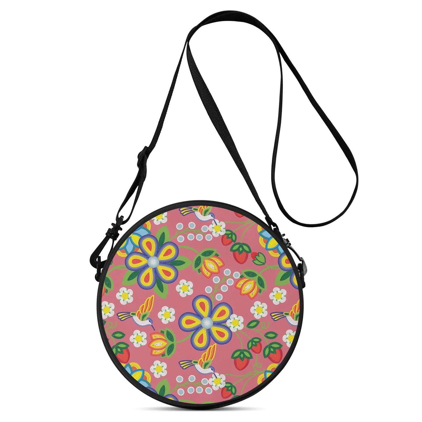 Métis Floral Beaded Round Satchel Bag