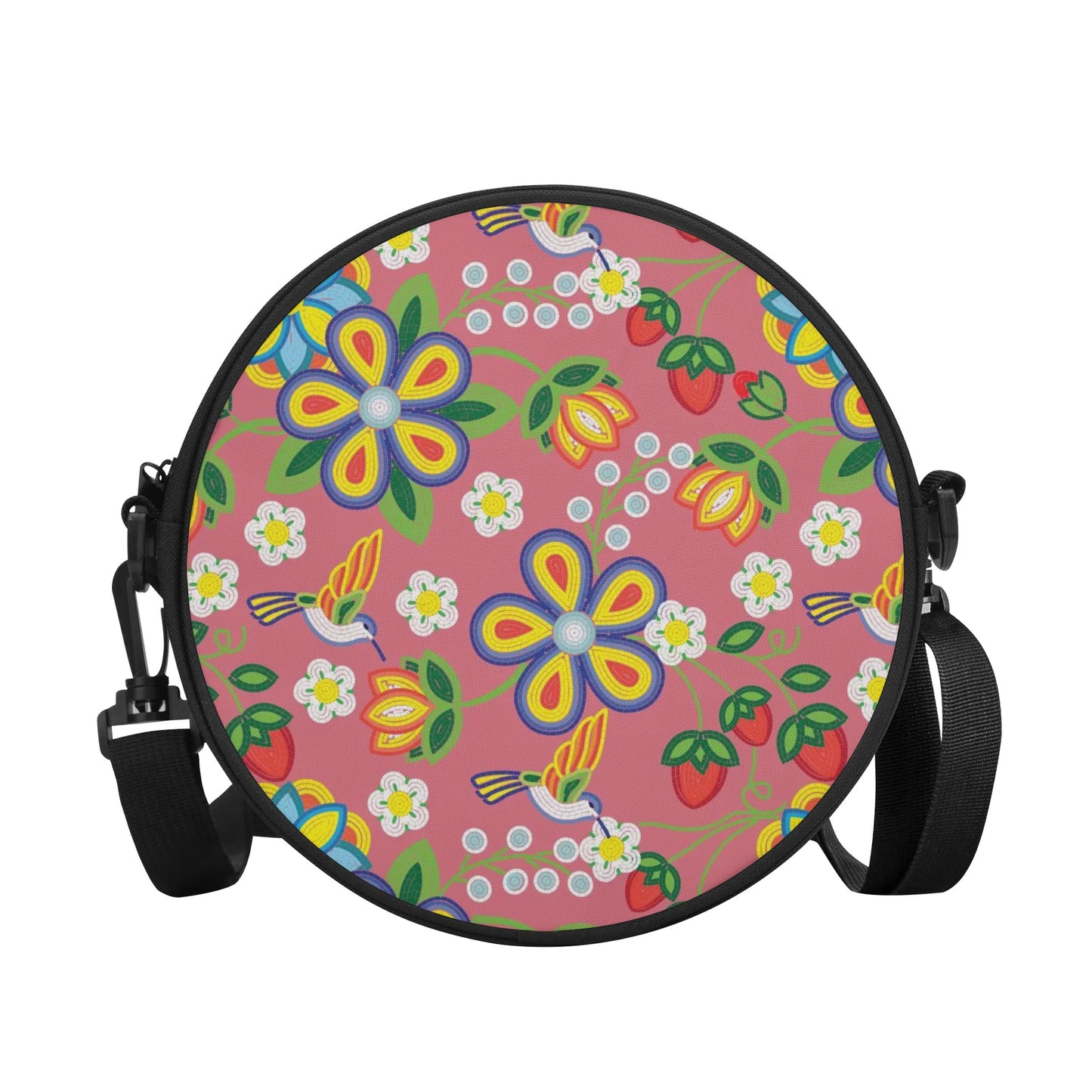 Métis Floral Beaded Round Satchel Bag