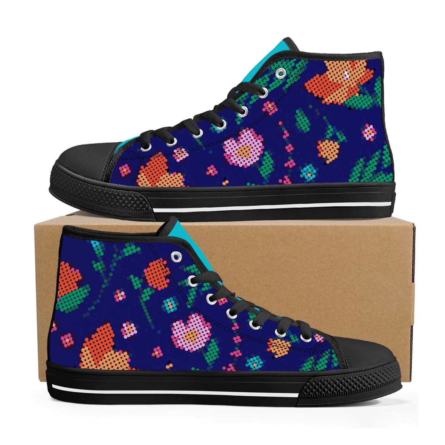 Women's Métis Digital Dotted Floral High Top Canvas Shoes