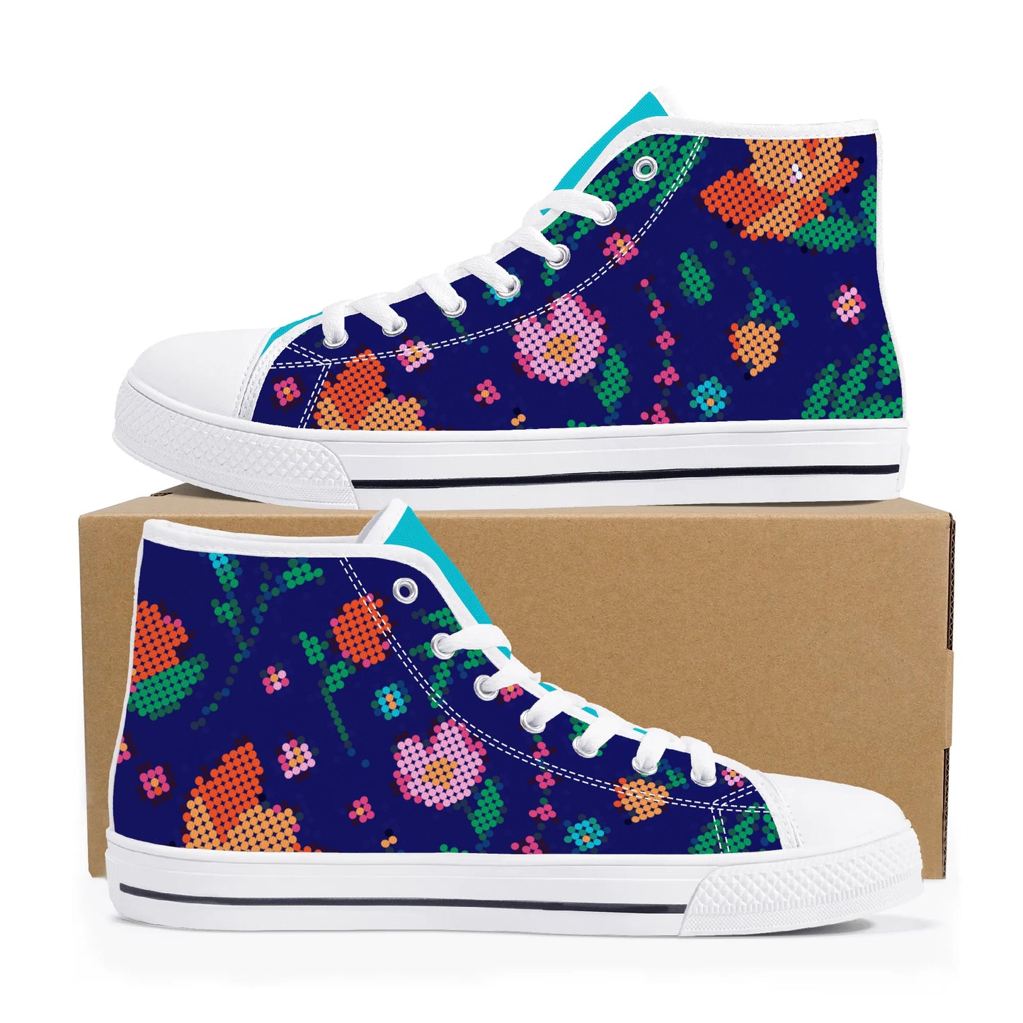 Women's Métis Digital Dotted Floral High Top Canvas Shoes