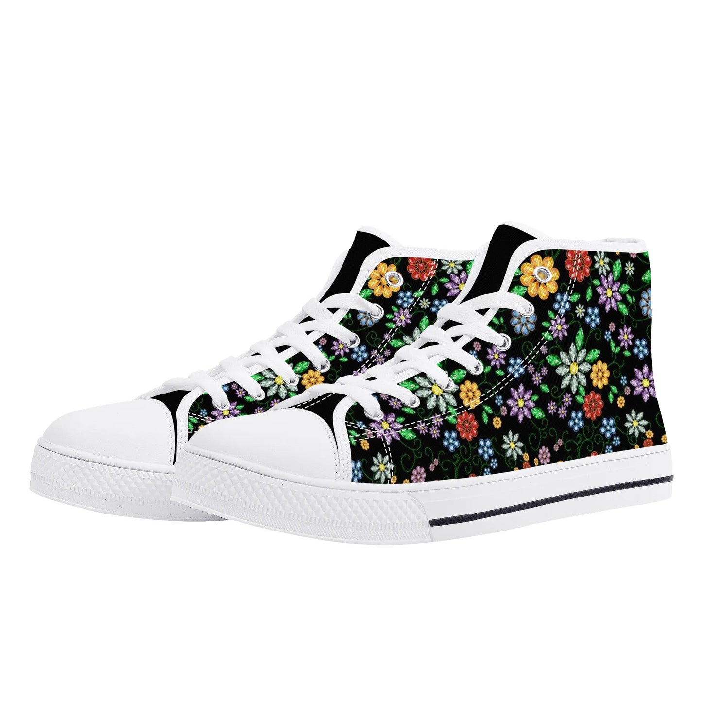 Women's Métis Inspired Floral High Top Canvas Shoes