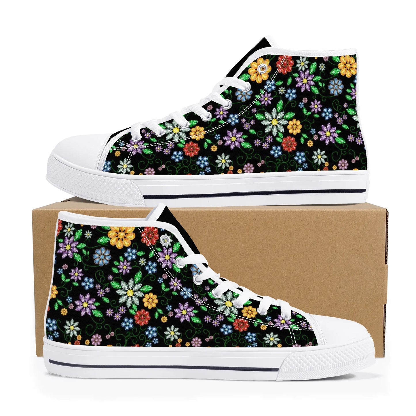 Women's Métis Inspired Floral High Top Canvas Shoes