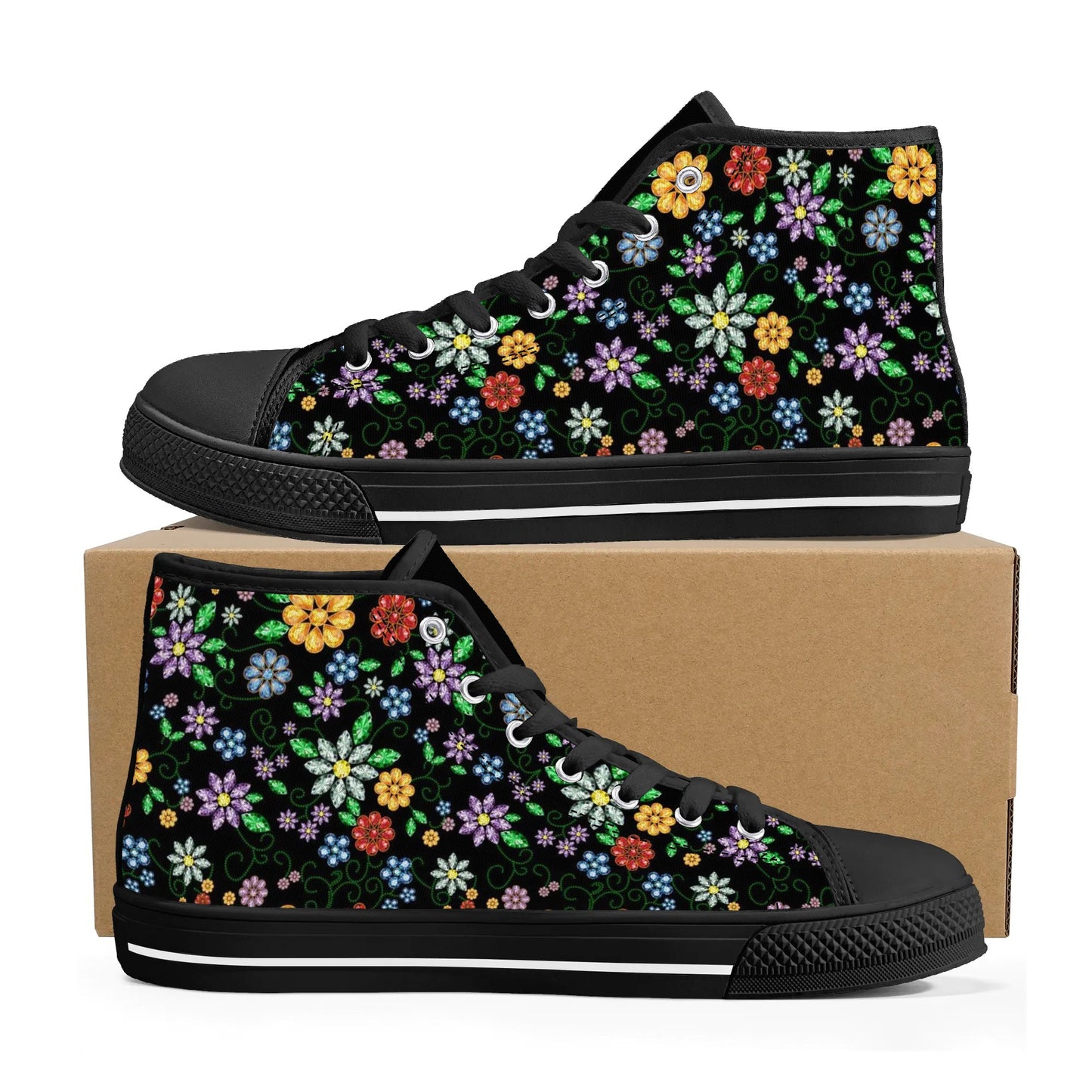 Women's Métis Inspired Floral High Top Canvas Shoes