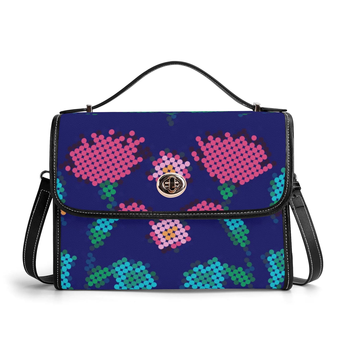 Métis Digital Floral PU Satchel Bag