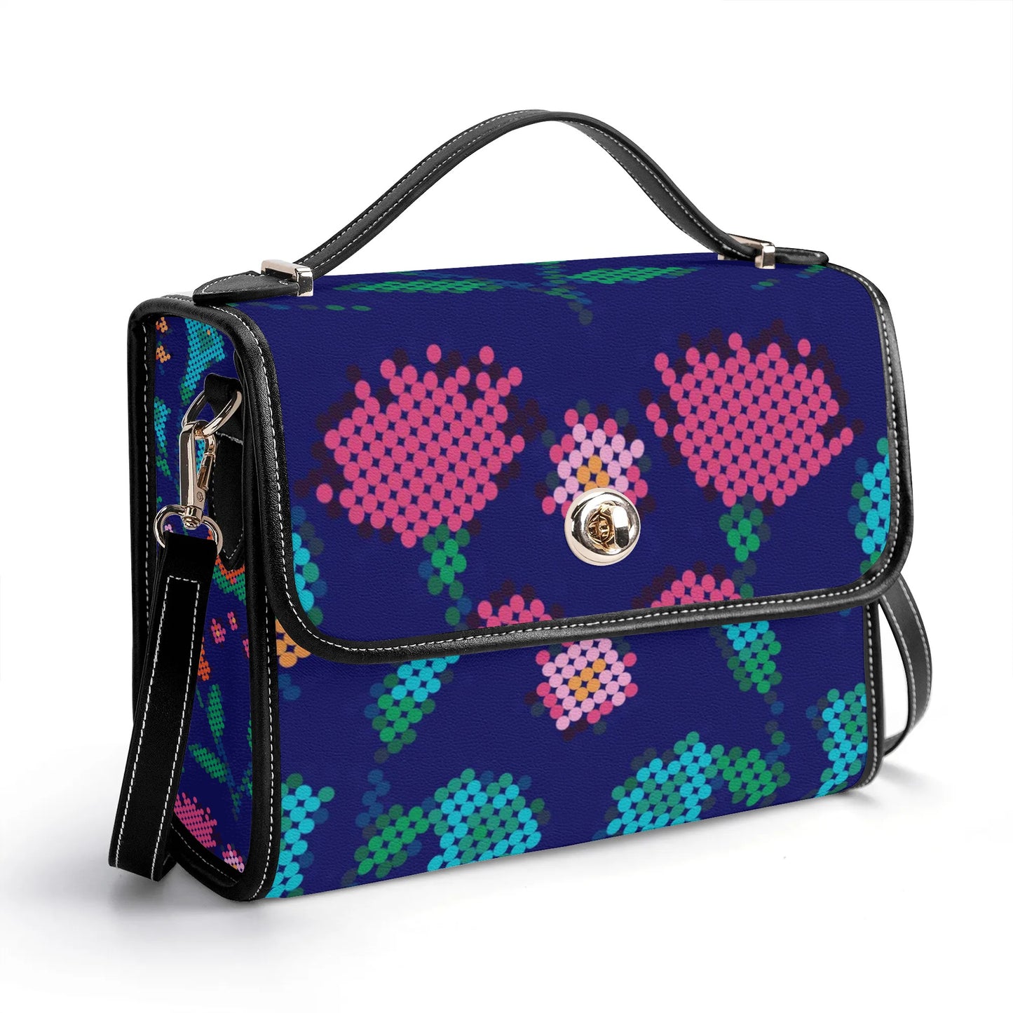 Métis Digital Floral PU Satchel Bag