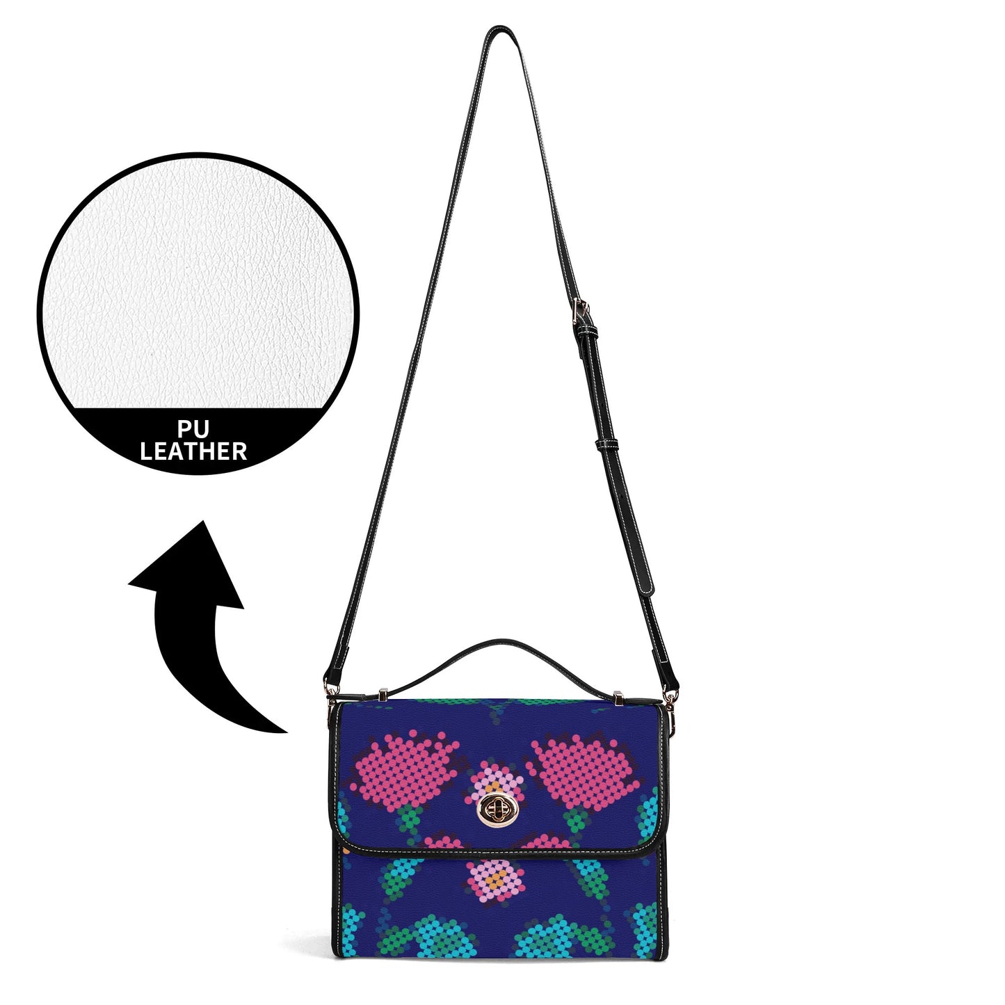 Métis Digital Floral PU Satchel Bag