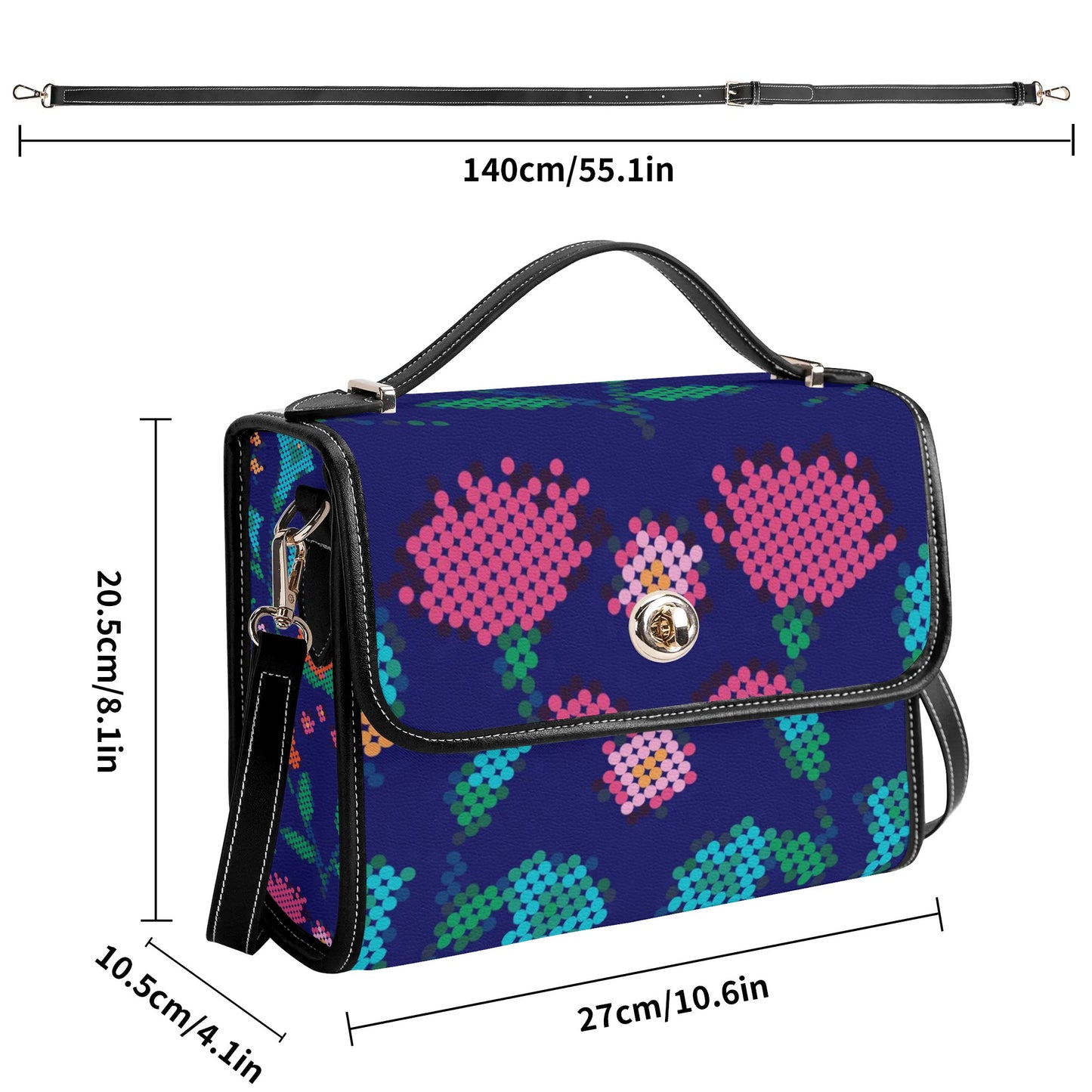 Métis Digital Floral PU Satchel Bag