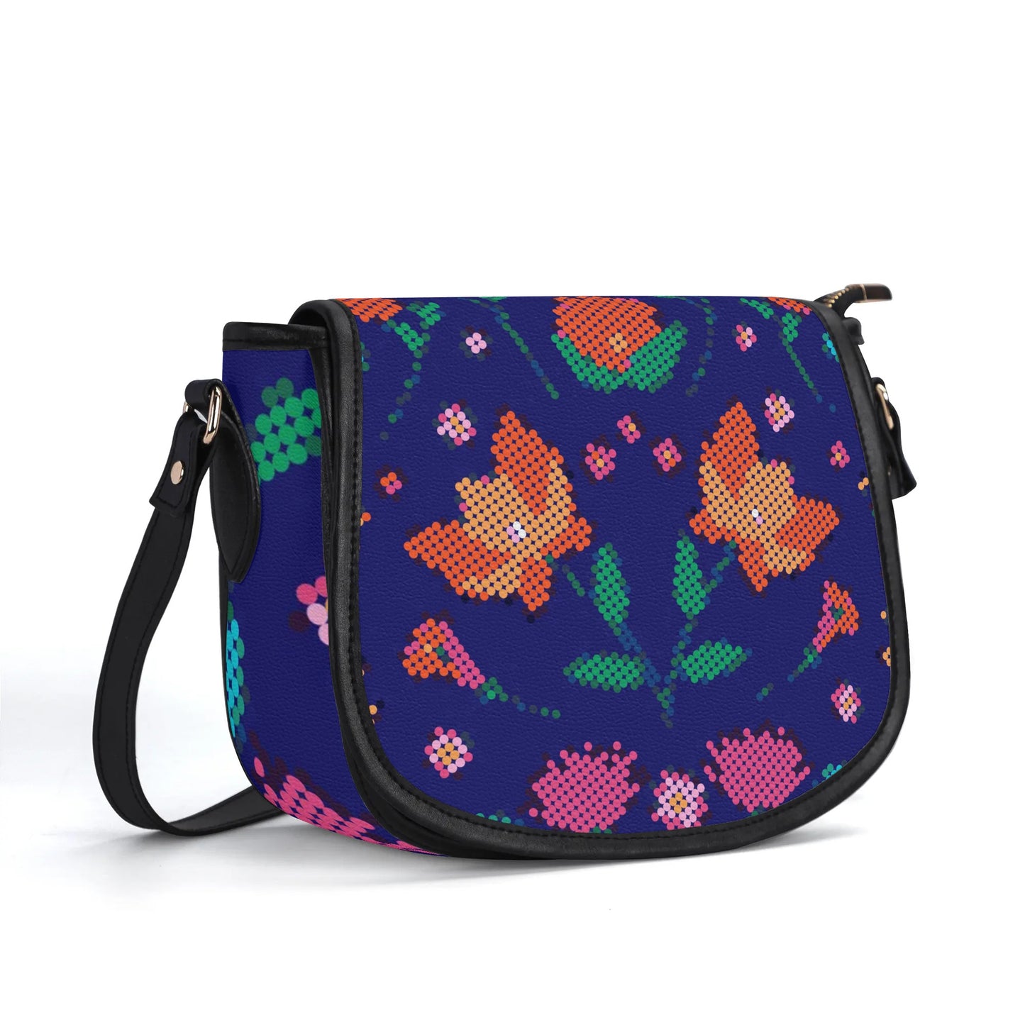 Métis Digital Dotted Floral PU Saddle Bag