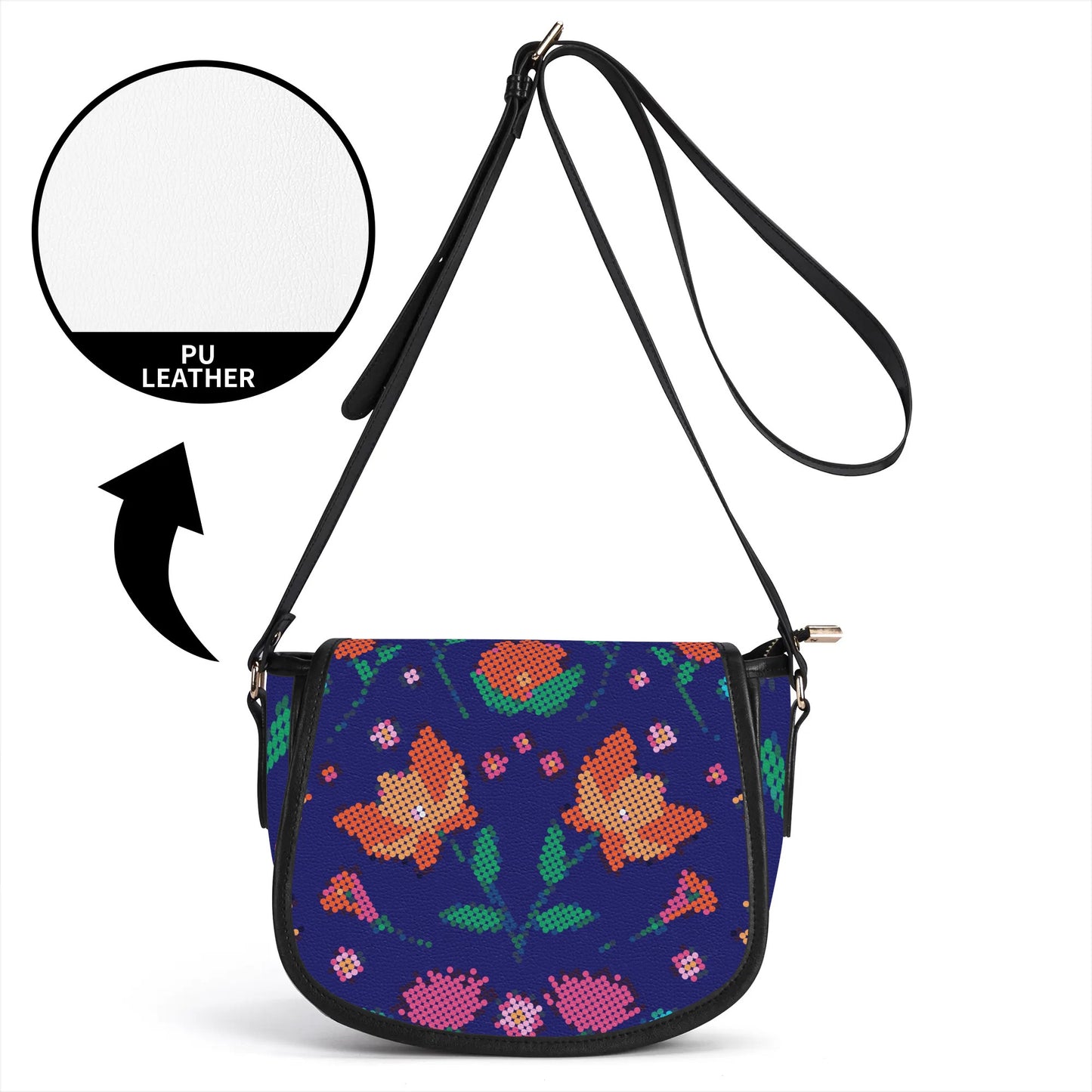 Métis Digital Dotted Floral PU Saddle Bag