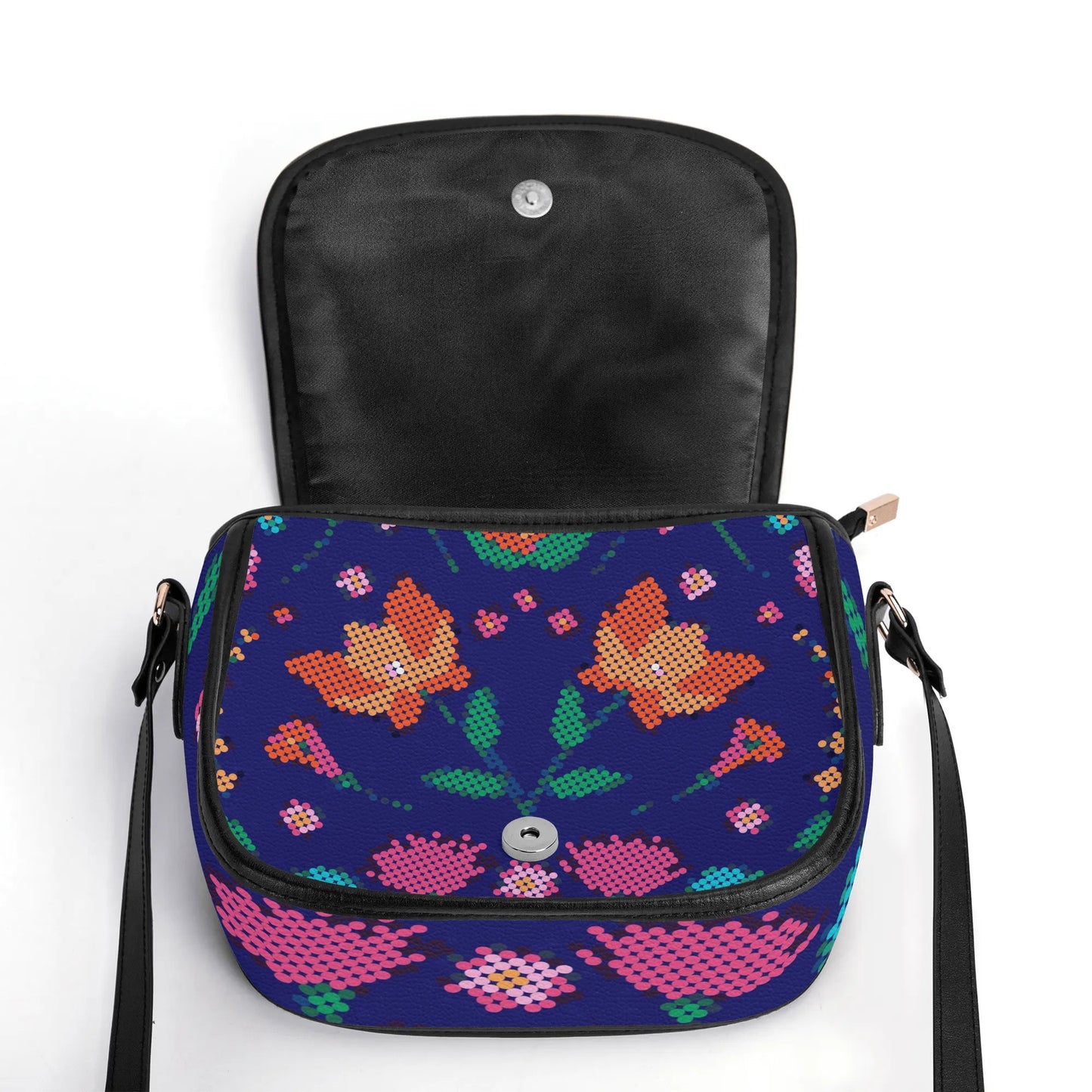 Métis Digital Dotted Floral PU Saddle Bag